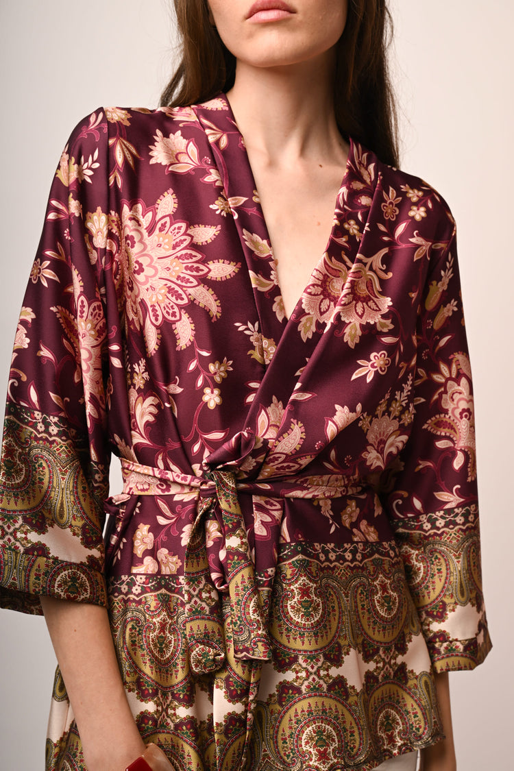 Giacca a kimono con stampa etnica