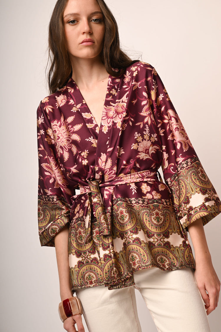 Giacca a kimono con stampa etnica