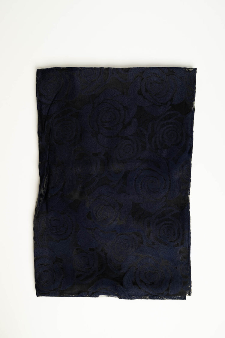 Stola in dévoré floreale blu