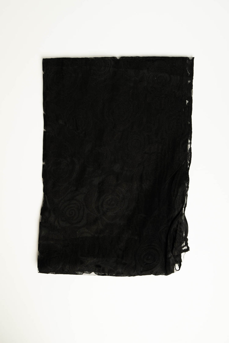 Stola in dévoré floreale nero