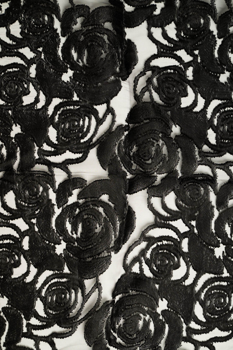 Stola in dévoré floreale nero