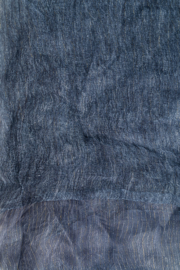 Sciarpa misto seta a fili lurex blu