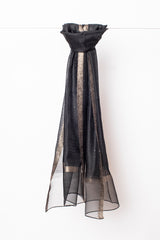 Stola in jacquard con bande lurex