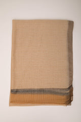 Stola beige con fili lurex e bande a contrasto