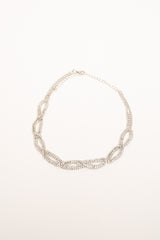 Collana in metallo argentato con strass