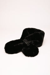 Sciarpa in faux fur con anello-gioiello
