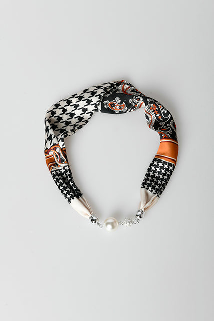 Foulard a stampa pied-de-poule e paisley