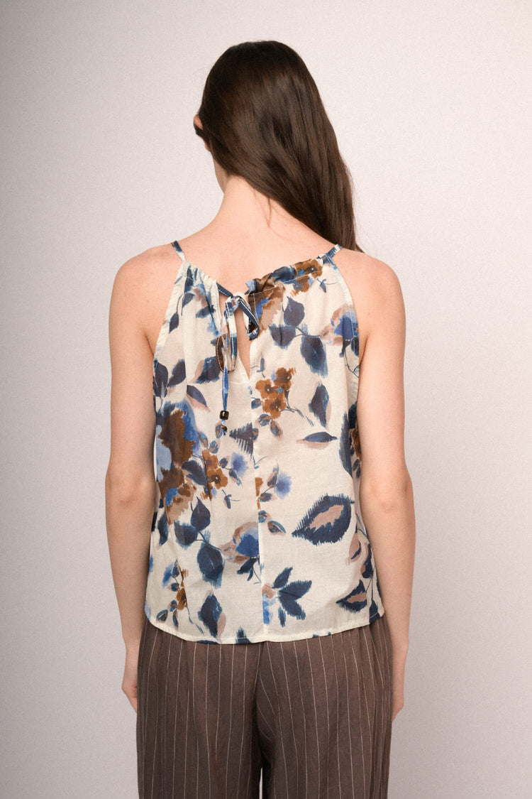 Top in cotone a stampa floreale multicolor