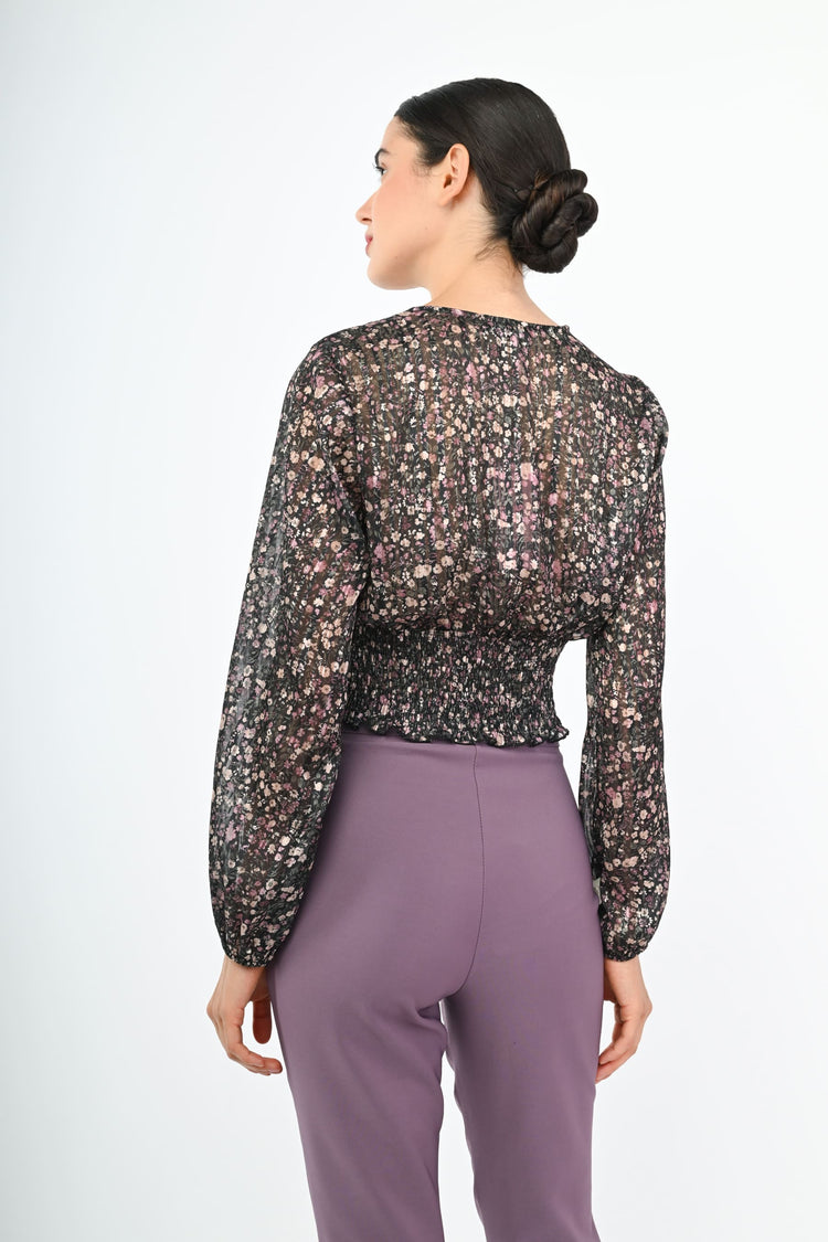 Top in georgette a stampa floreale