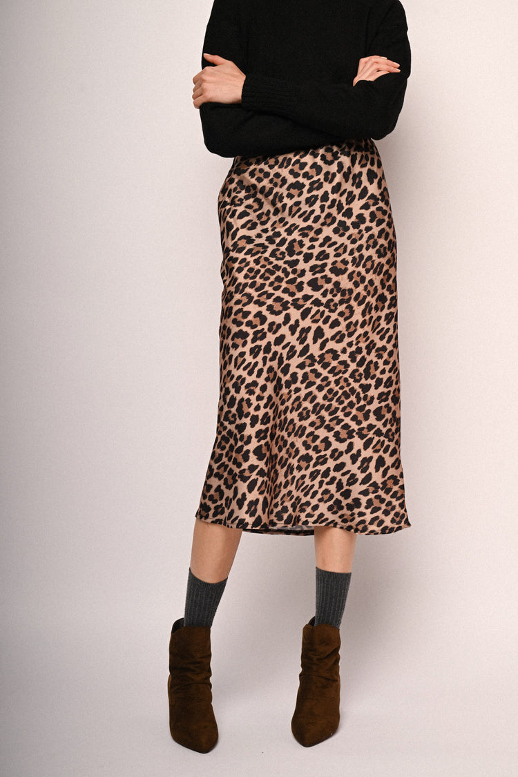 Gonna midi a stampa animalier