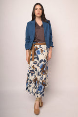 Gonna lunga in cotone a stampa floreale multicolor