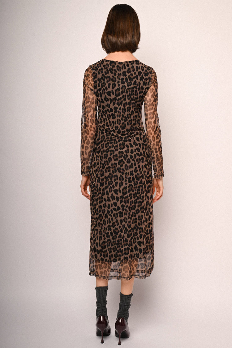 Abito midi in tulle a stampa animalier