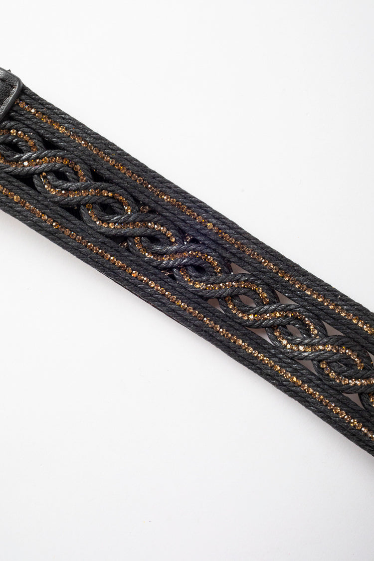 Cintura effetto corda con strass