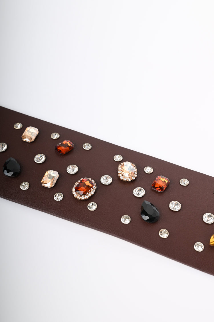 Cintura con strass e cristalli