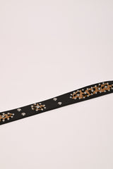 Cintura con inserti animalier e borchie
