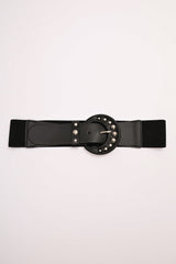 Cintura elastica con fibbia tonda e borchie