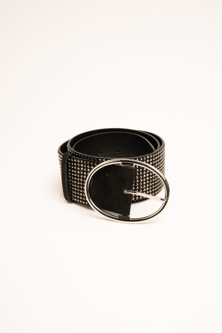 Cintura alta nera con decorazione strass