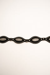 Cintura country-style nera con hardware argento