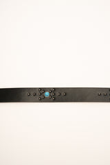 Cintura country-style nera con pietre e fibbia