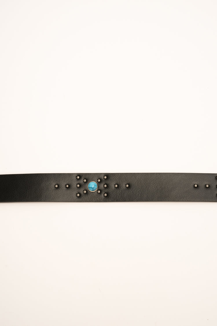 Cintura country-style nera con pietre e fibbia