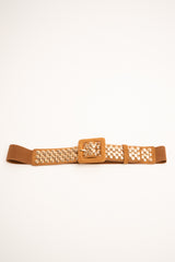 Cintura elastica cognac con decorazione borchie