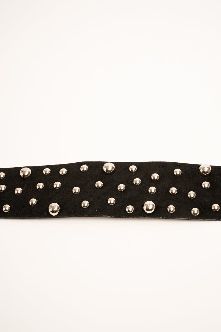 Cintura a fascia nera con borchie decorative