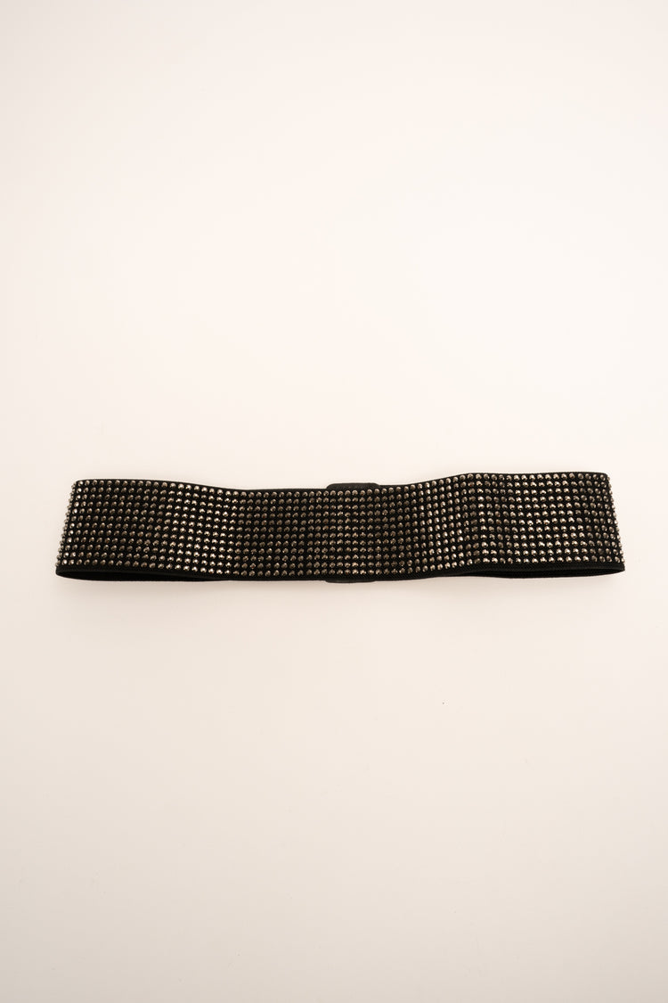Cintura elastica nera con decorazione strass