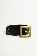 Cintura nera con borchie dorate