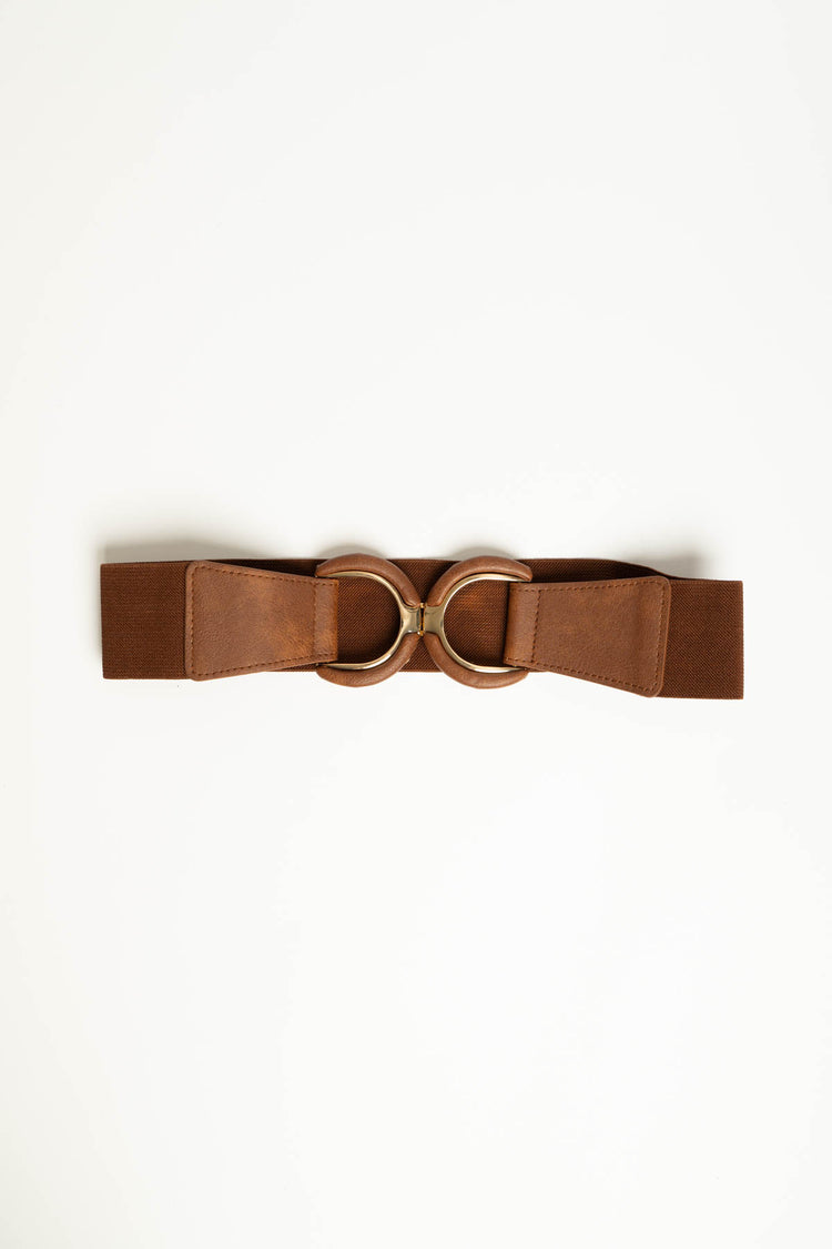 Cintura elastica cognac con doppia fibbia