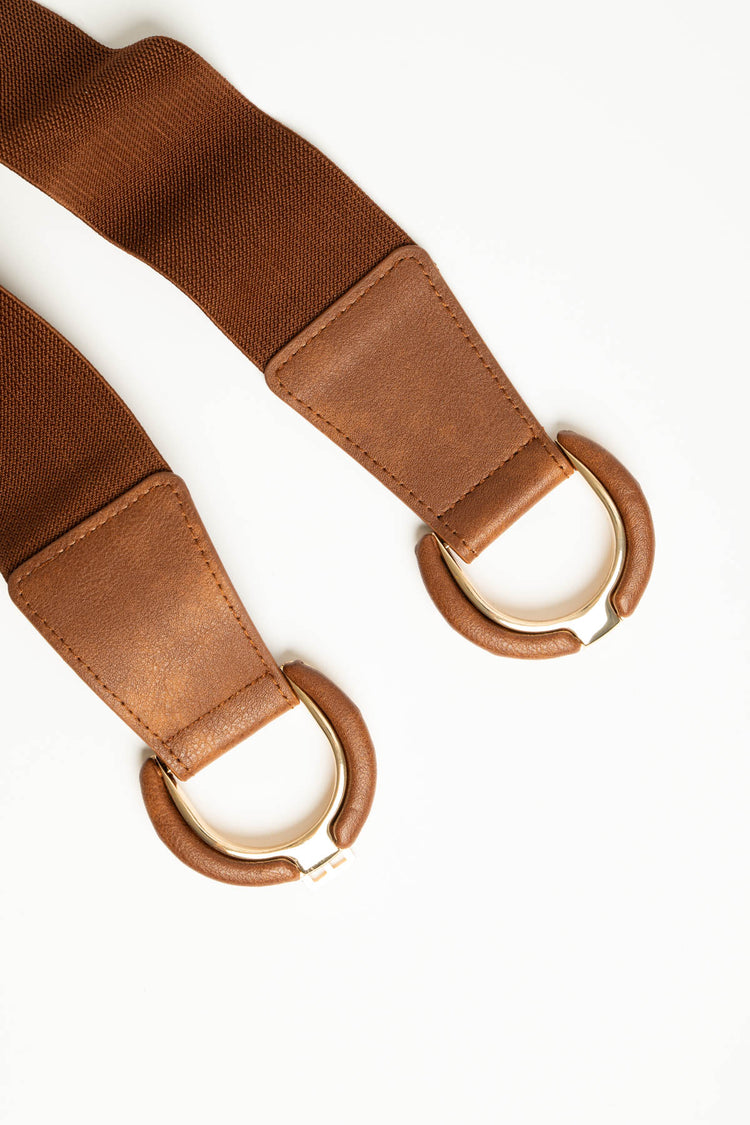 Cintura elastica cognac con doppia fibbia