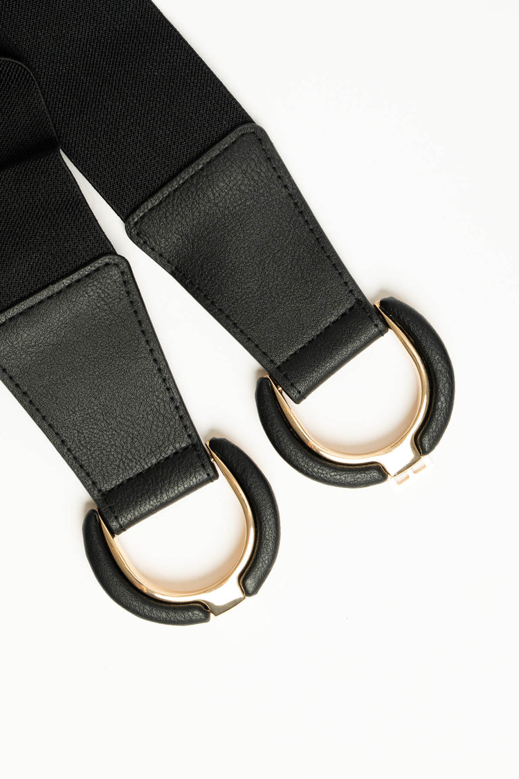 Cintura elastica nera con doppia fibbia