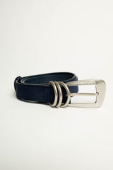 Cintura in similpelle scamosciata blu