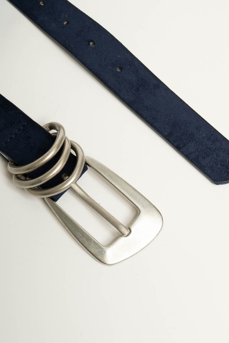 Cintura in similpelle scamosciata blu