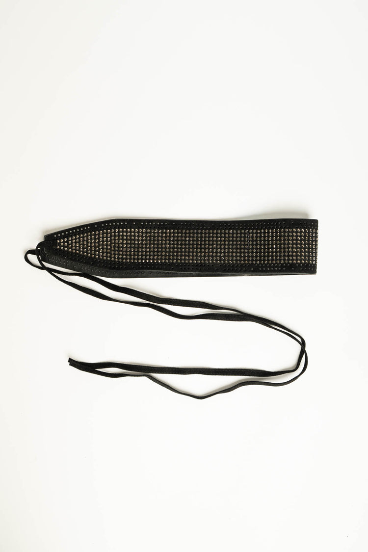Cintura a fascia nera con strass