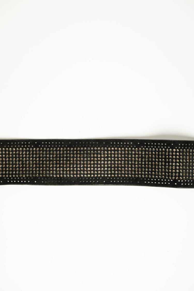 Cintura a fascia nera con strass