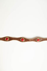 Cintura in similpelle cioccolato con pietre decorative