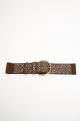 Cintura elastica marrone con decorazione stelle