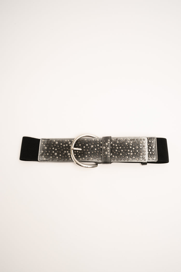 Cintura elastica argento con decorazione stelle