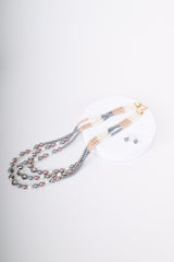 Collana doppi fili similperle tricolore