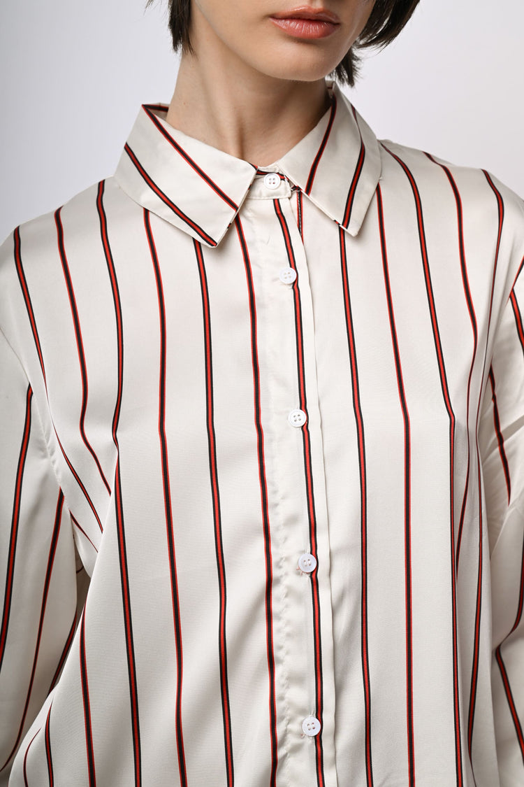 Camicia in raso a righe