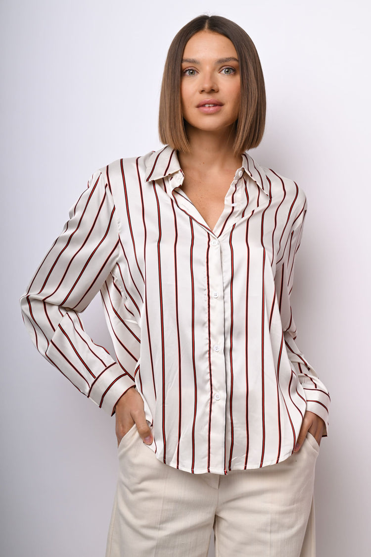 Camicia in raso a righe