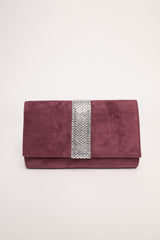 Pochette in velluto bordeaux con banda in strass