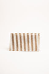 Pochette a righe con perline e strass oro e bianco