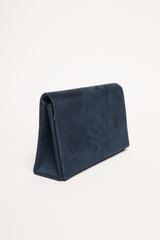 Pochette in faux suede con manico-gioiello