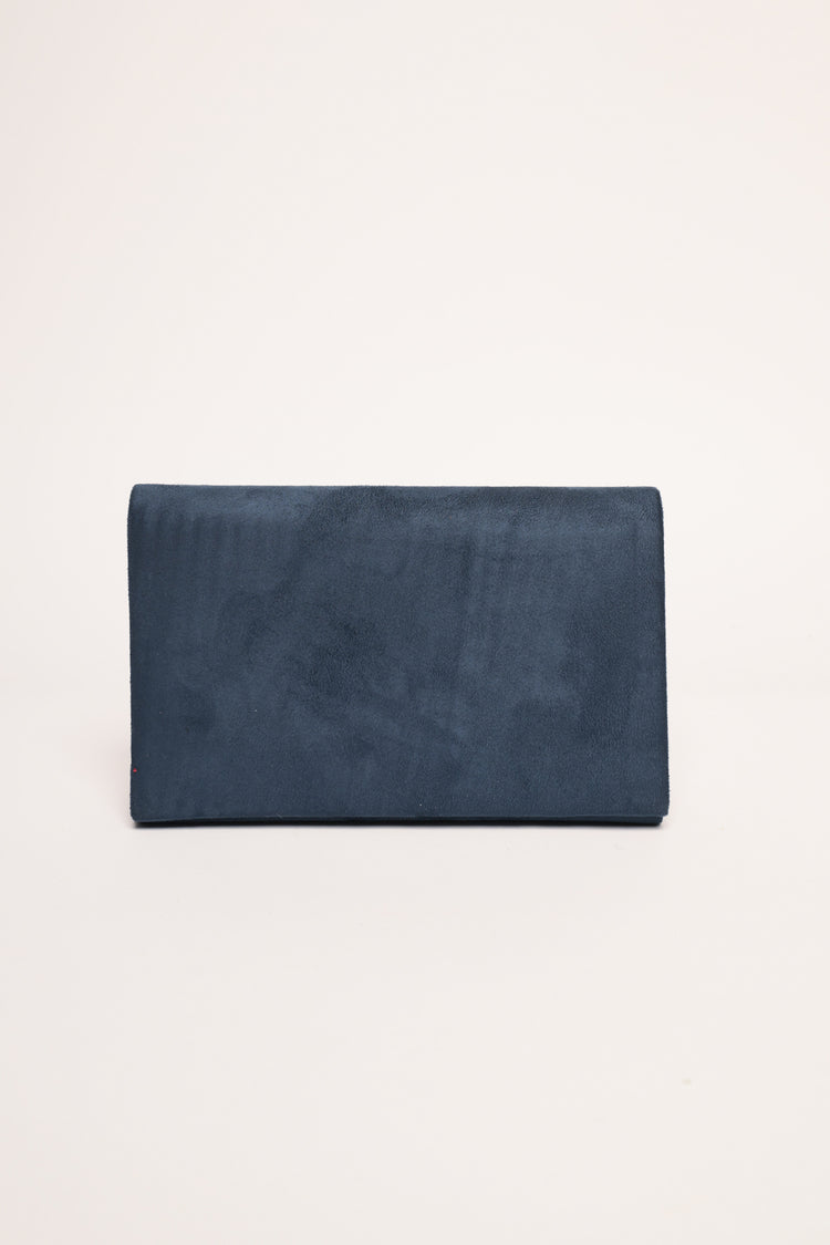Pochette in faux suede con manico-gioiello
