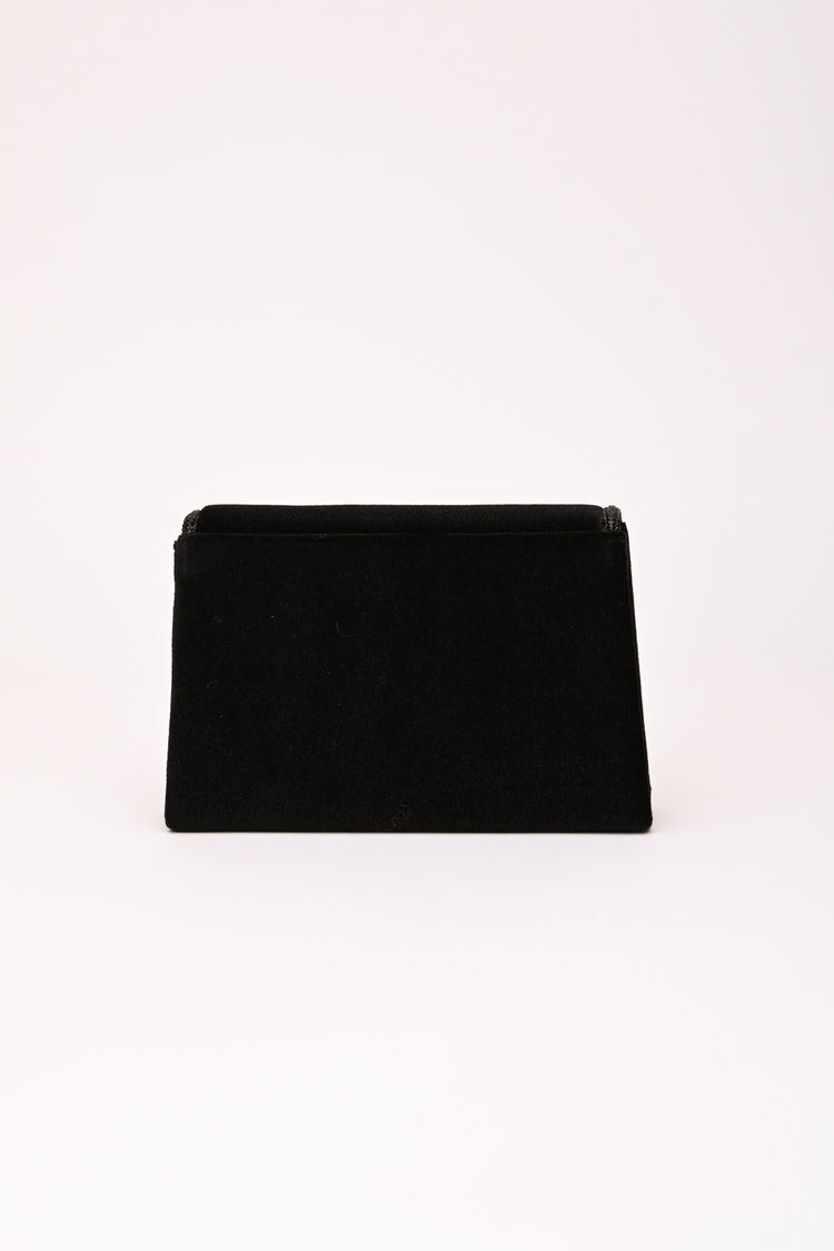 Pochette in velluto con profilo con strass