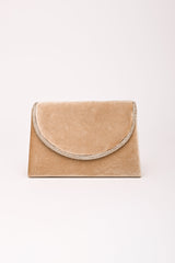 Pochette in velluto con profilo con strass