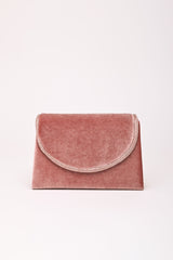 Pochette in velluto con profilo con strass