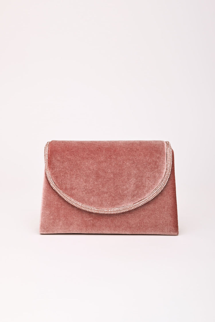 Pochette in velluto con profilo con strass