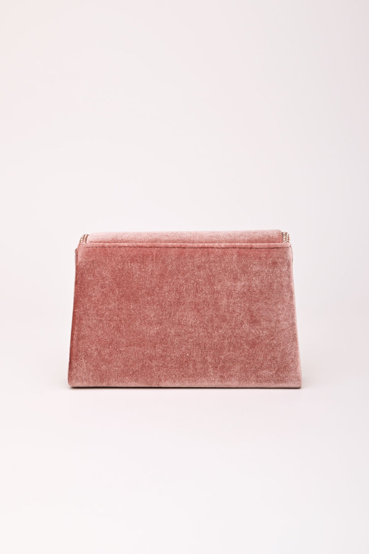 Pochette in velluto con profilo con strass
